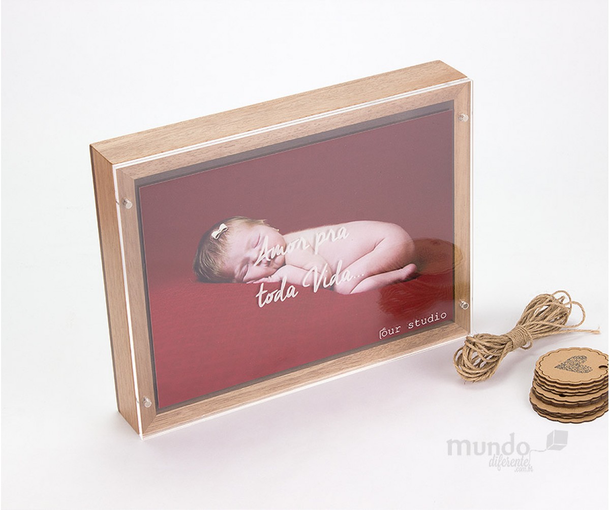 Frame Box Caixa para Fotos 15x21 em Jequitiba Rosa 