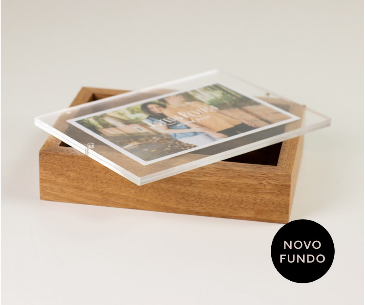 Frame Box Caixa para Fotos 10x15 em Jequitiba Rosa 
