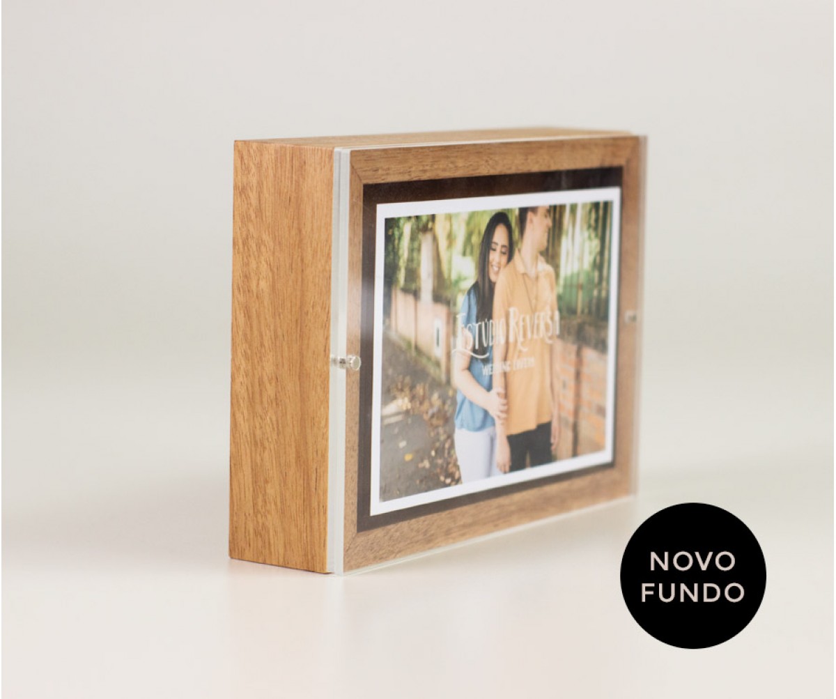 Frame Box Caixa para Fotos 10x15 em Jequitiba Rosa 